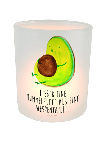 Mr. & Mrs. Panda Windlicht Glas Avocado Pfeifen mit Spruch in Transparent