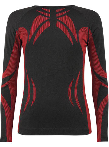 normani Unisex Thermounterhemd langarm in Schwarz/Rot