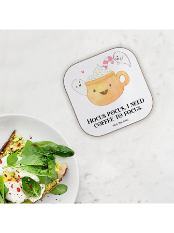 Mr. & Mrs. Panda Getränkeuntersetzer Kaffee Gespenst mit Spruch in Weiß