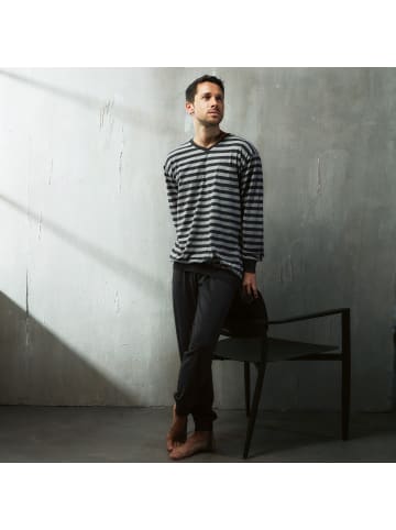 REDBEST Single-Jersey Schlafanzug 2er-Pack in blau/hellgrau-anthrazit meliert