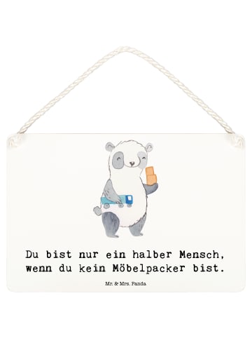 Mr. & Mrs. Panda Schild Möbelpacker Herz mit Spruch in Weiß
