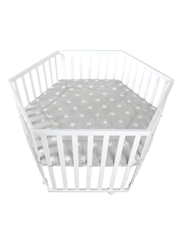 roba Laufgitter 6-eckig Holz weiß inkl. Schutzeinlage Little Stars & Rollen