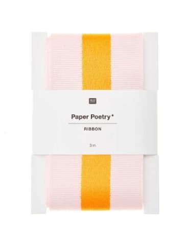 Rico Design Nonbook - Webband Duo Streifen, Apricot/Iri/Neon Orange, 58 mm x 3 m