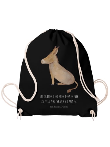 Mr. & Mrs. Panda Gym-Rucksack Esel mit Spruch in Schwarz