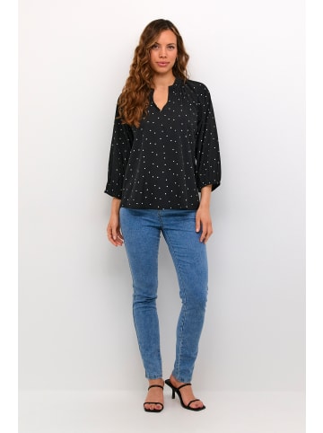 Kaffe Langarm-Bluse KAsandy in Black/Chalk Dot Print