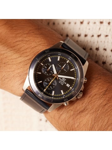 Edifice Leder Chronograph Casio Edifice Silber