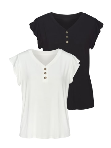 LASCANA Blusenshirt in creme, schwarz