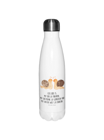 Mr. & Mrs. Panda Thermo Trinkflasche Schnecken Liebe mit Spruch in Weiß