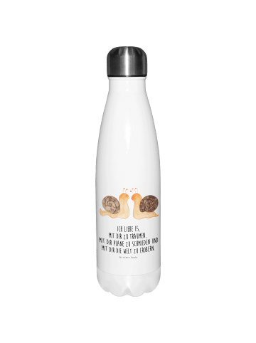 Mr. & Mrs. Panda Thermosflasche Schnecken Liebe mit Spruch in Weiß