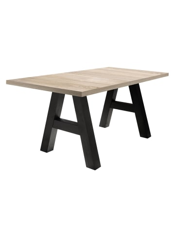 58 aufm Kessel ESSTISCH ausziehbar Elia 7 140x90x75 Schwarzstahl/Eiche Sägerau