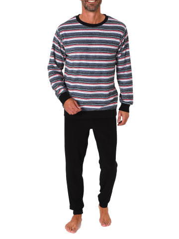 NORMANN Frottee Schlafanzug lang Pyjama RingelMuster - 82323 in rot