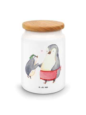 Mr. & Mrs. Panda Kaffeedose Pinguin mit Kind ohne Spruch in Weiß