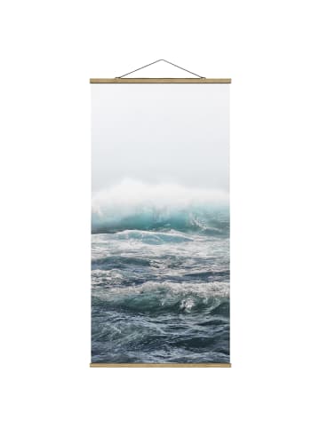 WALLART Stoffbild mit Posterleisten - Große Welle Hawaii in Blau