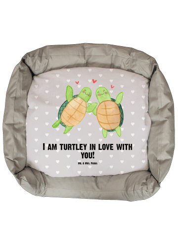 Mr. & Mrs. Panda Hundesofa Schildkröten Paar mit Spruch in Grau Pastell