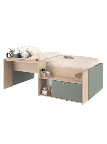 58 aufm Kessel HOCHBETT halbhoch Parisot Jade 90x200 Holznachbildung Grün/Eiche