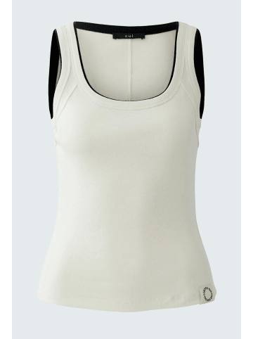 Oui Sportives Tank Top mit Bicolor-Blende in White Grey