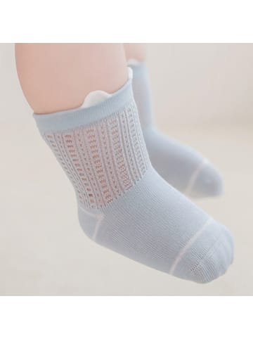 MUNADUNA 3er-Set Baby-Sommersocken mit kleinen Öhrchen in Rosa/Weiß