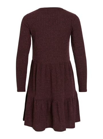 Vila Elegantes kurzes Kleid mit Langarm und Volant-Röcke in Weinrot