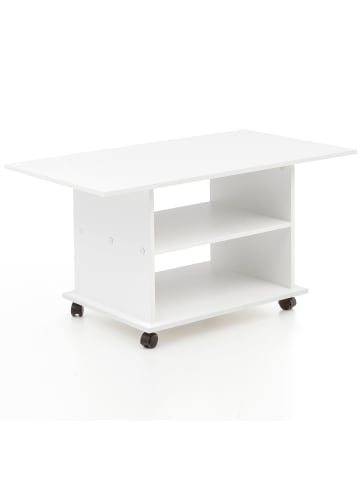 KADIMA DESIGN Design Couchtisch WL5.738 95 x 51 x 54,5 cm Drehbar mit Rollen, in Weiß