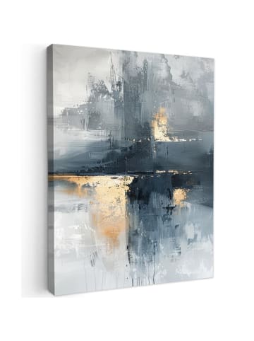 MuchoWow Leinwand bilder Abstrakte Kunst gold grau (BxH)