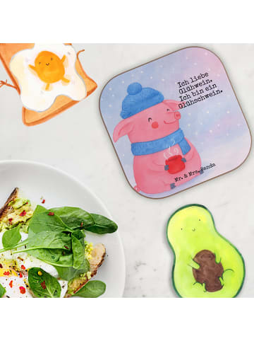 Mr. & Mrs. Panda Getränkeuntersetzer Schwein Glühwein Design mit... in Weiß