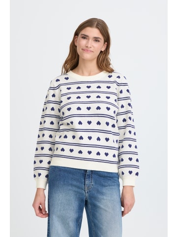 ICHI Strickpullover langarm IHBRIELLE Loose fit in BIRCH W BLUE PRINT