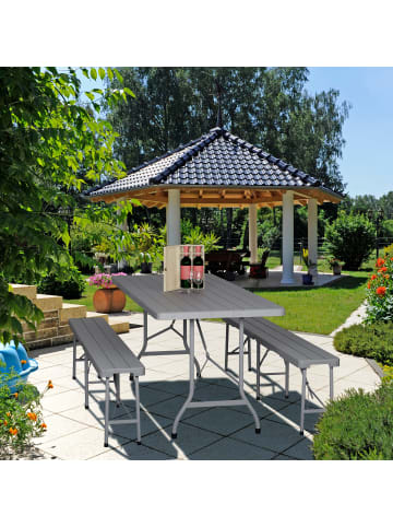 relaxdays Gartentisch in Grau - (B)180 x (H)73 x (T)74 cm