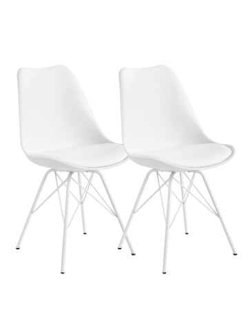 KADIMA DESIGN Skandinavische Esszimmerstühle, 2er Set, Samt oder Kunststoff in Weiß