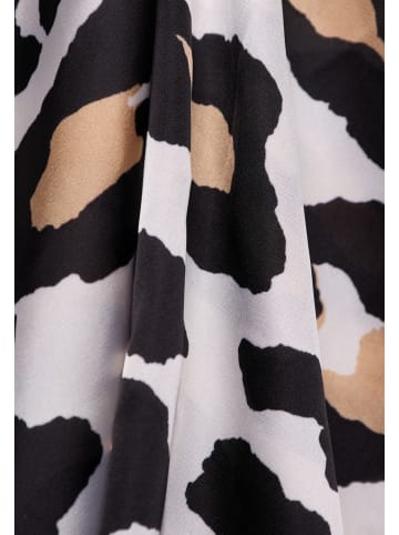 faina Women Feminine Scarf in Black Beige Leo
