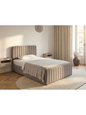 Beliani 2-tlg Doppelbett LUNAN in Beige/Schwarz