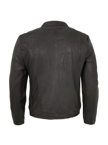 Mauritius Lederjacke Lammnubuk in Schwarz