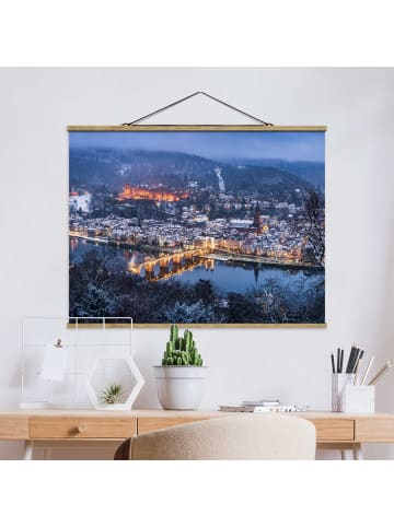 WALLART Stoffbild mit Posterleisten - Winterliches Heidelberg in Blau