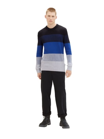 TOM TAILOR Denim Pullover STRUCTURED COLORBLOCK in Mehrfarbig