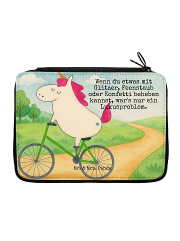 Mr. & Mrs. Panda Bleistiftetui Einhorn Radfahrer Design mit Spruch in Weiß