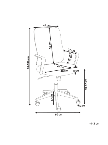 Beliani Professioneller Bürostuhl LUMA in Blau - (W) 60 x (H) 98 x (L) 60 cm