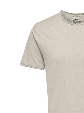 Only&Sons Langes Rundhals T-Shirt Einfarbiges Kurzarm Basic Shirt ONSBENNE in Beige-2