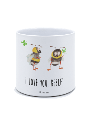 Mr. & Mrs. Panda Pflanzgefäß Bienen Paar mit Spruch in Weiß