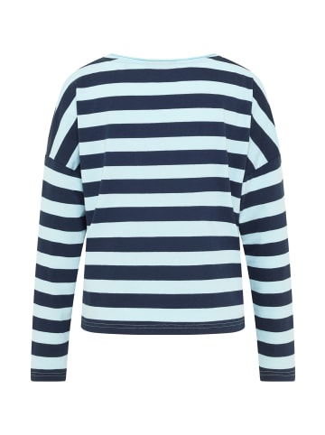 ELBSAND Langarm T-Shirt  in Coldwater + Wave Blue STRIPE