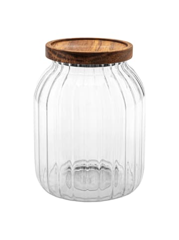 5five Simply Smart Glasbehälter mit Holzdeckel HARMONY, 2 l in Transparent, Ø 13,5 x 18 cm