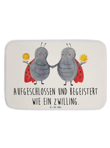 Mr. & Mrs. Panda Badteppich Sternzeichen Zwilling mit Spruch in Weiß