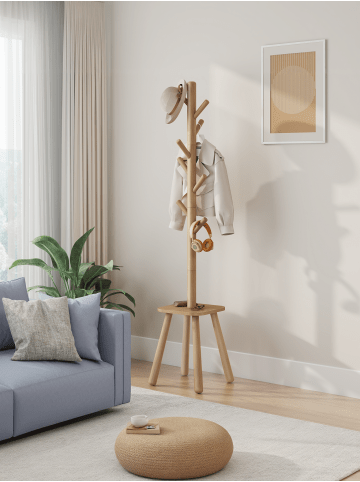 VASAGLE Garderobenständer Andi in Beige - (B)33.6 x (H)175.8 x (T)33.6 cm