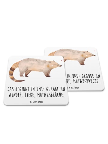 Mr. & Mrs. Panda Untersetzer Nasenbär mit Spruch in Weiß