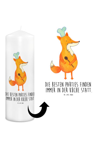 Mr. & Mrs. Panda Wachskerze Fuchs Koch mit Spruch in Weiß