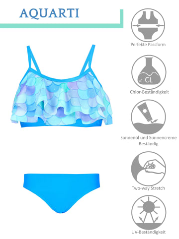 Aquarti Mädchen Bikini Set Zweiteilig Bikinislip Bustier in blau/grün