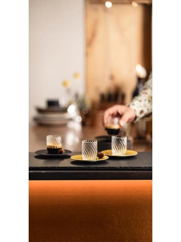 Eisch Latte Macchiato Glas mit Untertasse Twist 360 ml in gold