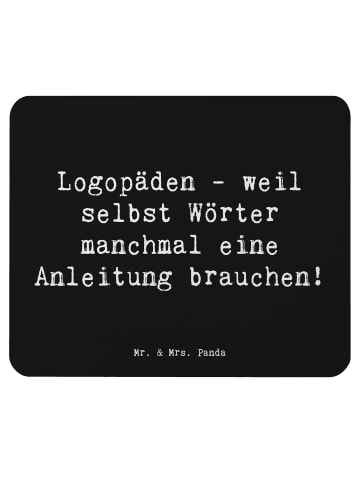 Mr. & Mrs. Panda Mauspad Spruch Logopädin Helden mit Spruch in Schwarz