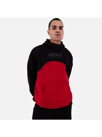 Megaman Hoodie Kapuzenpullover Unisex Oversize in Rot-Schwarz