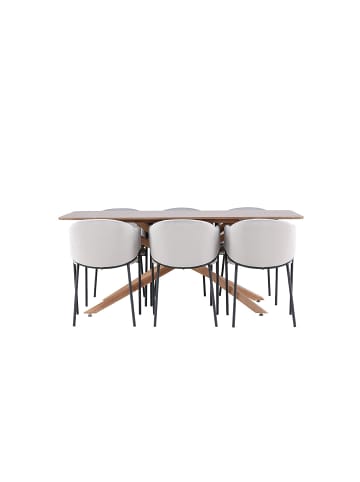 ebuy24 Essgruppe Piazza (7-teilig) Mokka 90 x 180 cm