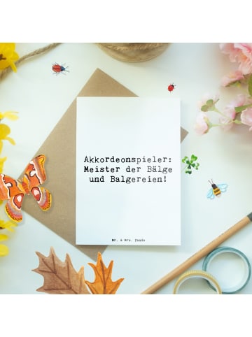 Mr. & Mrs. Panda Babykarte Spruch Akkordeonmeister mit Spruch in Weiß