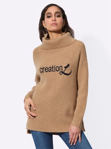 creation L Rollkragenpullover in camel-ecru-meliert